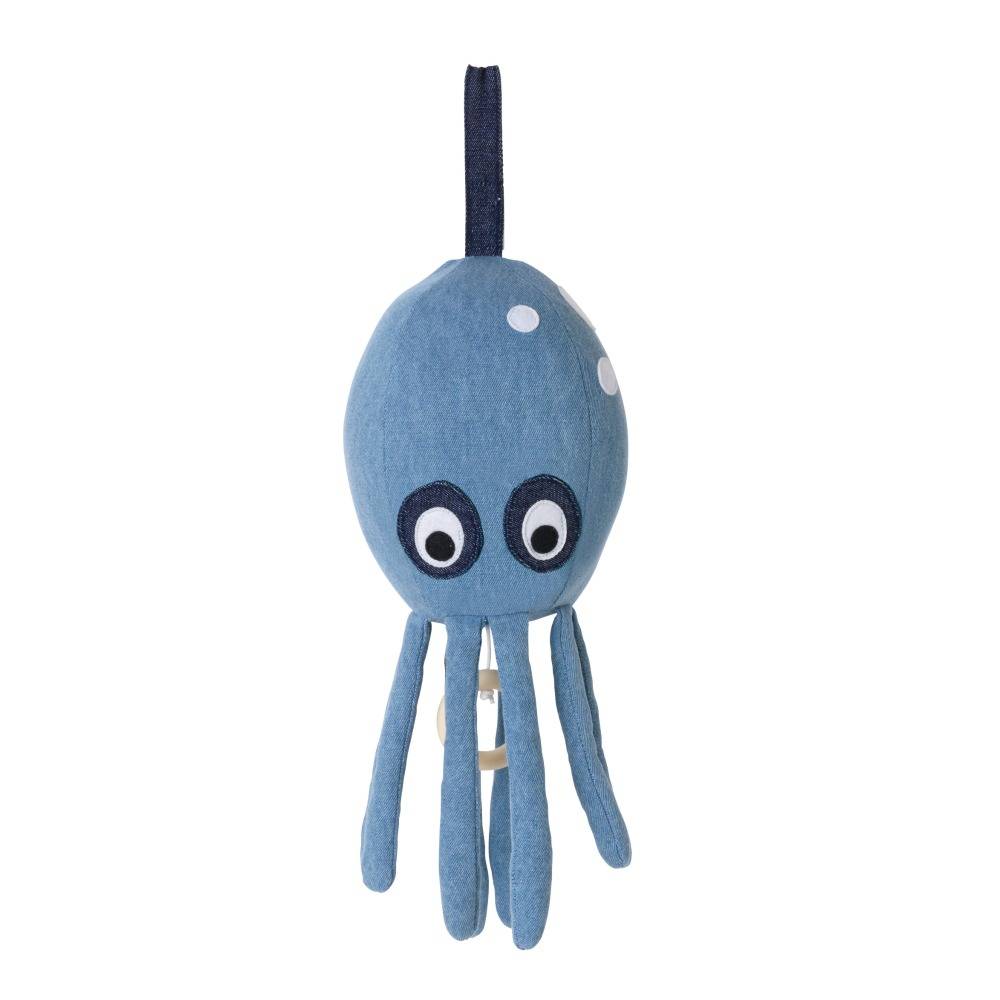 Living Muziekmobiel Octopus blauw katoen 30x12cm - wonenmetlef.nl