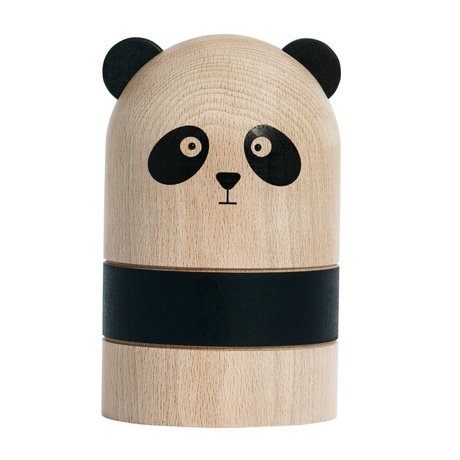 OYOY Tirelire Panda bois noir de lumière Ø9,5 x 15 cm