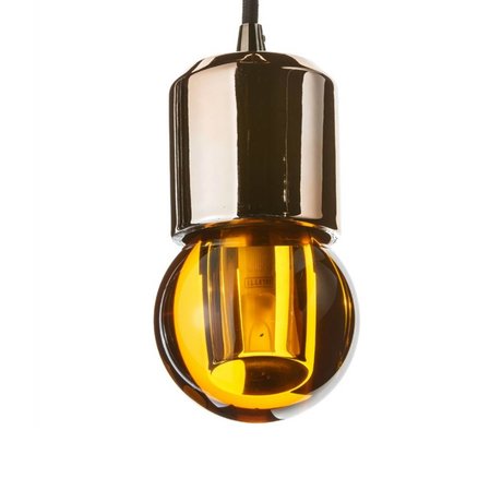 Seletti Ledlamp Crystaled-new Round amber geel kristal glas met E27 fitting 7,7x7,7x12,5cm