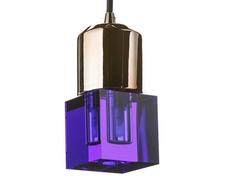 Seletti LED lamp crystaled-new Squared blue crystal glass with E27 7x7x12,5cm