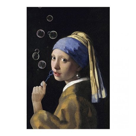 Arty Shock Schilderij Vermeer - Meisje met de parel - The bubble edition XL multicolor plexiglas 150x225cm