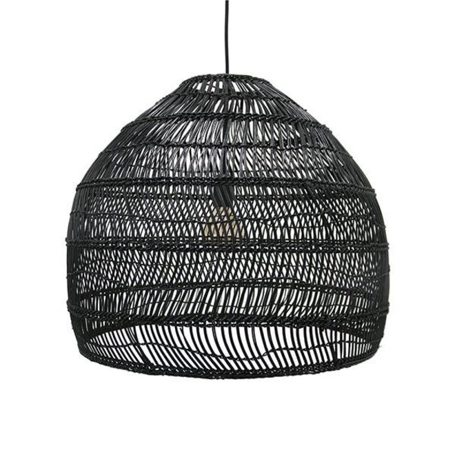 HK-living Hanglamp zwart riet 60x60x50cm wonenmetlef.nl