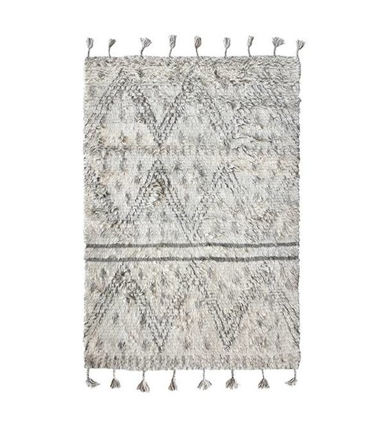 Hk Living Tapis Berbère En Laine Tissée à La Main Gris 180x280cm Blanc