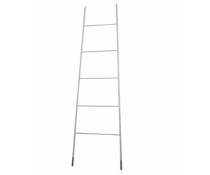 stikstof Rekwisieten uitslag Zuiver Ladder wit met naturel rubberen voet 37/54x2x175cm - wonenmetlef.nl