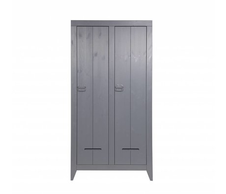 LEF collections Kast Kluis 2 deurs geborsteld grenen grijs 95x44x190cm