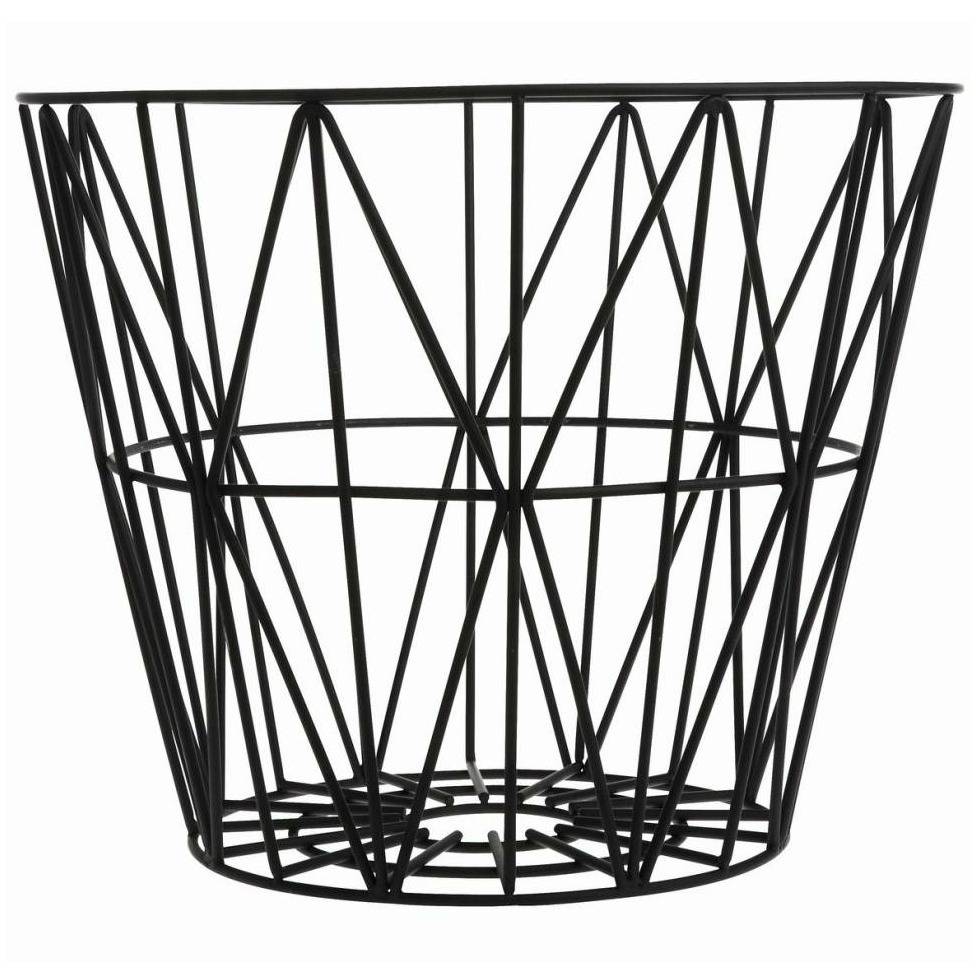 Geestelijk Machtig Vertellen Ferm Living Mand zwart ijzer 3 maten 40x35cm,50x40cm,60x45cm Wire Basket -  wonenmetlef.nl