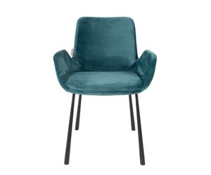 Zuiver Dining chair Brit petrol blue polyester 59x62x79cm - Wonen met