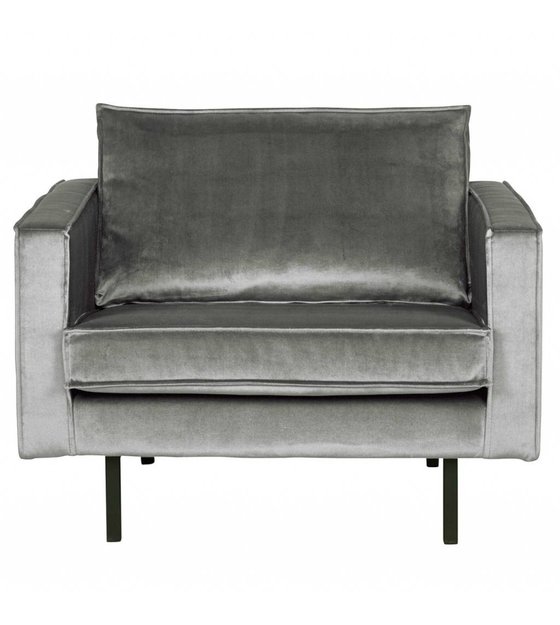 Bepurehome Fauteuil Velours Velours Gris Moyen Rodeo 105x86x85cm