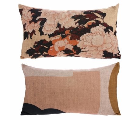 HK-living Pillow Kyoto with multicolored print 100% recycled PET 35x60cm