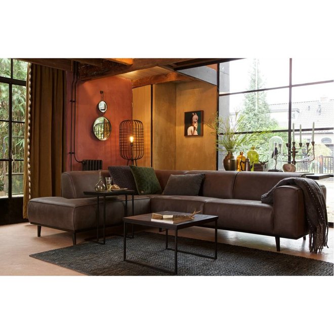 BePureHome Bank corner sofa left gray eco leather 77x274x210cm - Wonen met LEF!