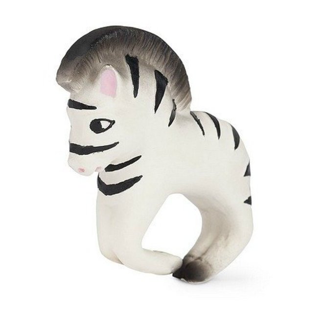 Bad und Zahnen Spielzeug Armband Zebra schwarz weiß Naturkautschuk 8x10cm