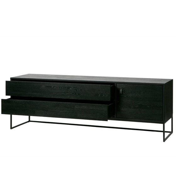 Tv Cabinet Silas Black Brushed Oak 180x44x60 5cm Wonen Met Lef