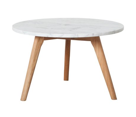 Zuiver Table d'appoint Whitestone grande marbre blanc gris Ø50x32cm