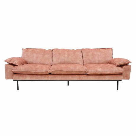 HK-living Bank retro sofa 4-zits oud roze fluweel 245x83x95cm