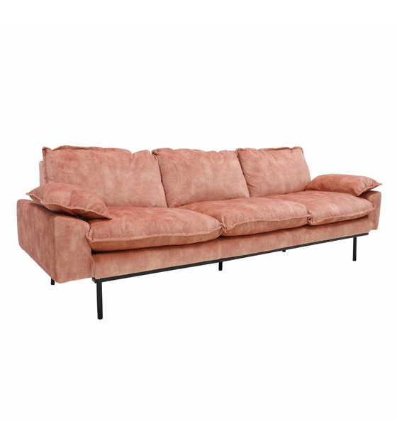 Beide Verbazing walgelijk Bank retro sofa 4-zits oud roze fluweel 245x83x95cm - wonenmetlef.nl