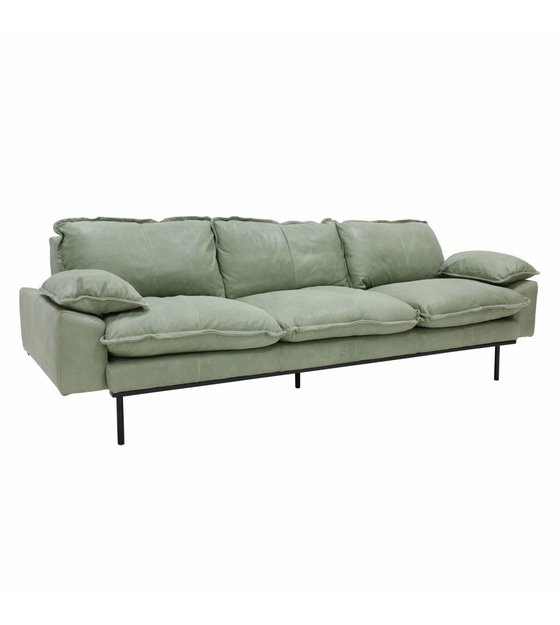 Wonderlijk Bank retro sofa 4-zits mint groen leer 245x83x95cm - wonenmetlef.nl CQ-61