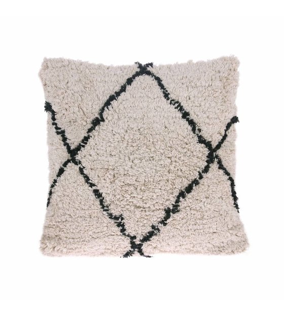 Throw Pillow Diamond Black Cream Cotton 50x50cm Wonen Met Lef