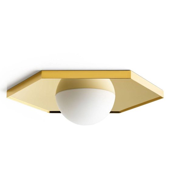 Fest Ceiling Light Holo Light Hexagon Brass Gold Metal Glass 36 5x42x8 5cm