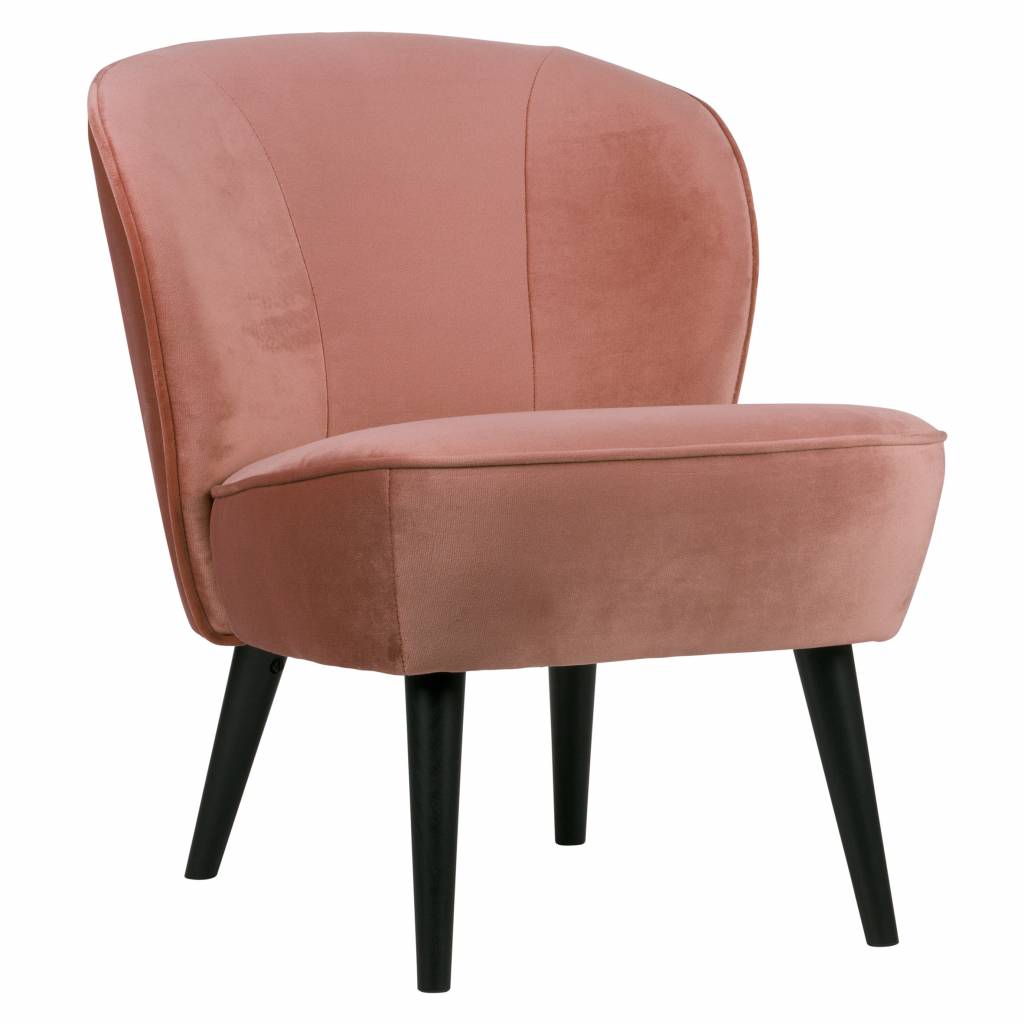 Fauteuil sara oud roze fluweel polyester 70x59x71cm wonenmetlef.nl