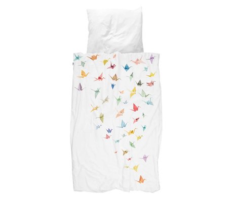 Snurk Beddengoed Housse de couette Crane Birds coton blanc 140x200 / 220cm + 60x70cm