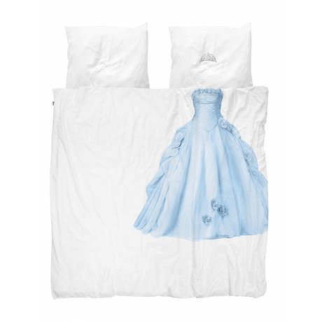 Snurk Beddengoed Housse de couette Princess bleu blanc bleu coton 200x200 / 220cm + 2 / 60x70cm