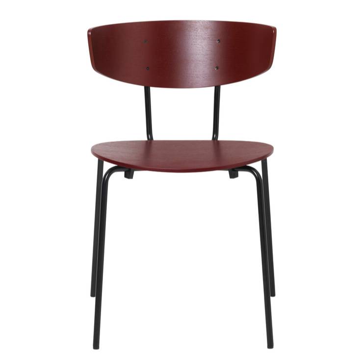 Eetkamerstoel Herman rood bruin hout metaal 50x47x74cm eetkamerstoelen ferm living