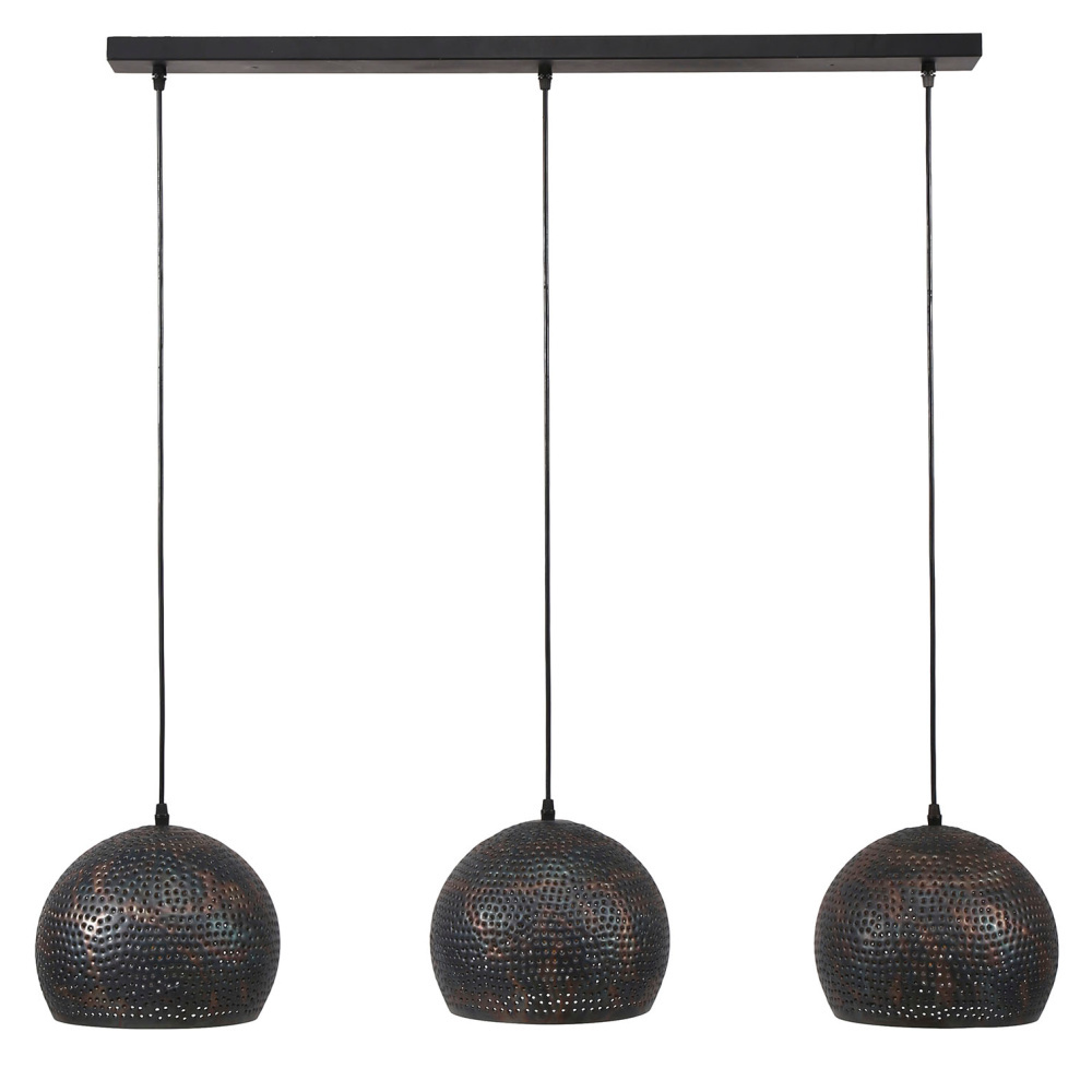 Wonenmetlef Lauren Hangelampe 3 Licht Schwarzbraunes Metall 110x25x150cm Wonen Met Lef