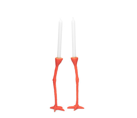 Jasmin Djerzic Candlestick Long Legs orange plastic set of 2 9x9x29cm