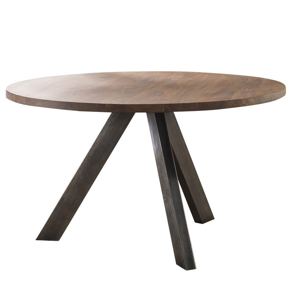 Wonenmetlef Esstisch Billy Naturbraun Schwarz Holz Edelstahl O135x76cm Wonen Met Lef