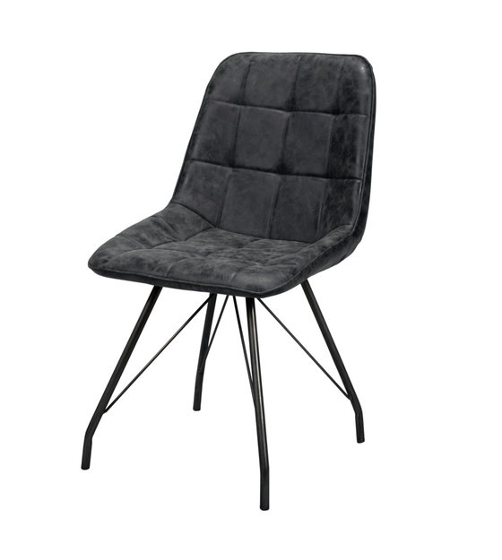 Wonenmetlef Esszimmerstuhl Lewis Schwarz Wachs Pu Leder Stahl 50x60x89cm Wonen Met Lef