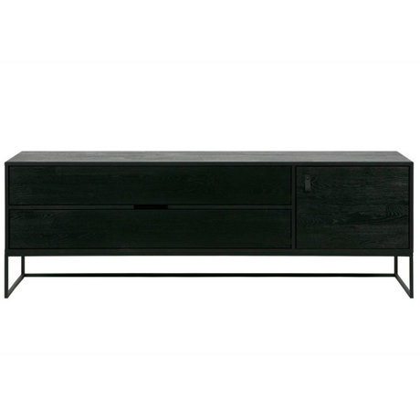 WOOOD TV meubel Silas zwart geborsteld essen 180x44x60,5cm