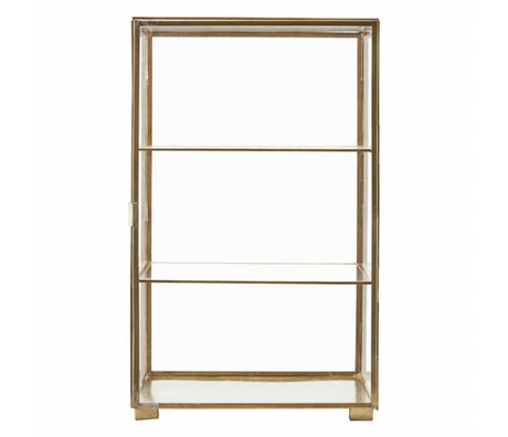 Housedoctor Cabinet box gold iron glass 35x35x56.6cm