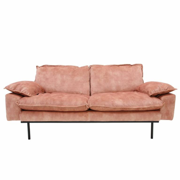 Coöperatie duizelig ijzer Bank retro sofa 2-zits oud roze fluweel 175x83x95cm - wonenmetlef.nl