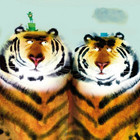 KEK Amsterdam Papier peint Deux tigres multicolore non-tissé 389.6 x 280 (8 feuilles)