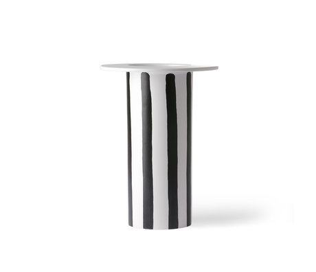 HK-living Vase Striped black and white ceramic 18.5x18.5x25cm