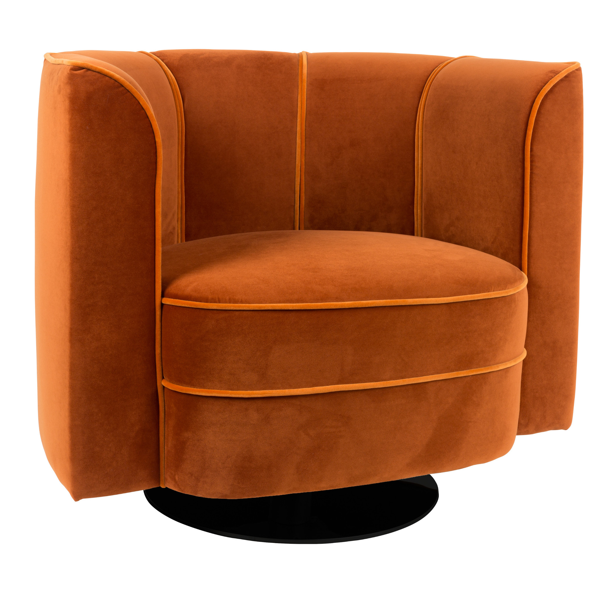 Dutchbone Fauteuil pivotant Flower velours orange 86x74x76cm Wonen