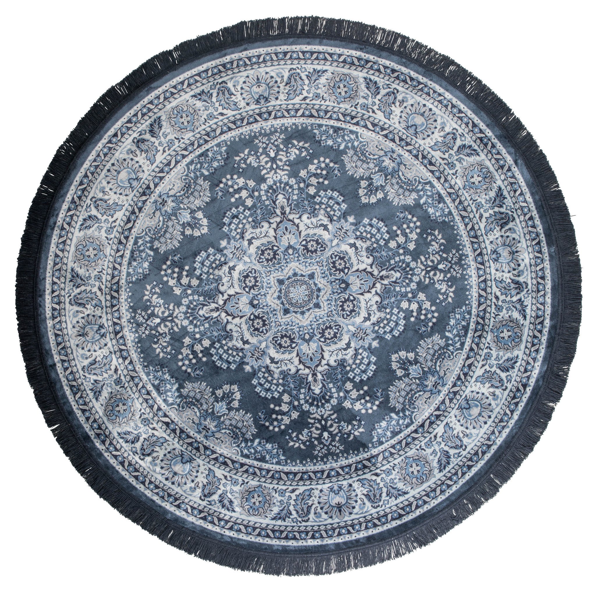 Vloerkleed rond blauw textiel ø175cm