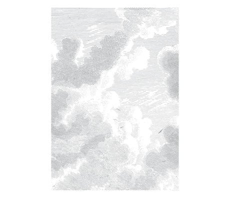 KEK Amsterdam Behang Engraved Clouds zwart wit vliesbehang 194,8x280cm (4 sheets)