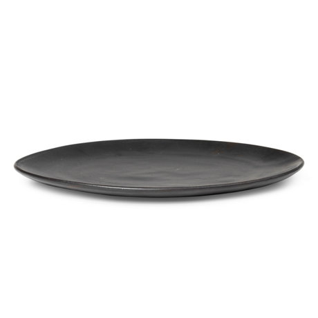 Ferm Living Plate Flow medium black glazed porcelain Ø22x1.5cm