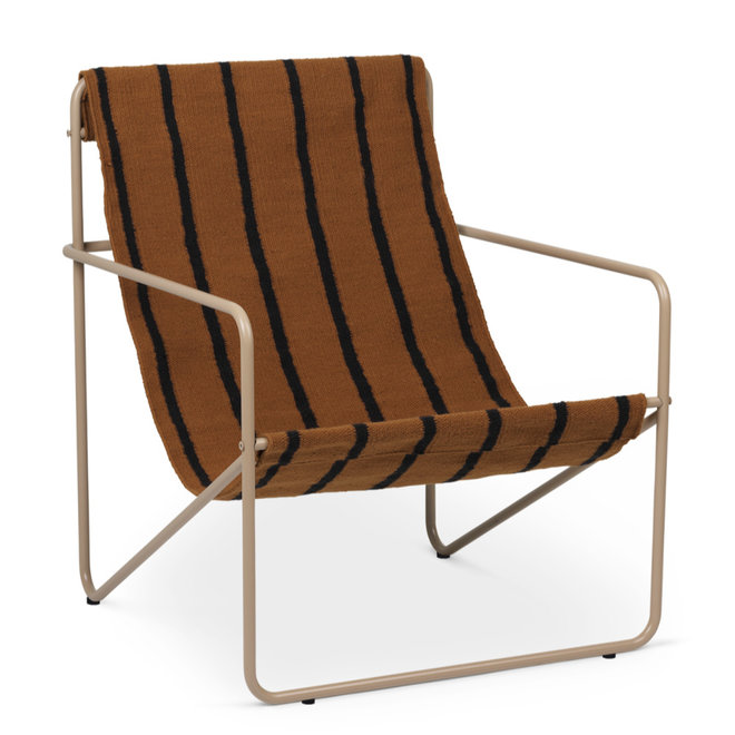Lounge chair Desert cashmere beige powder-coated steel and fabric seat Stripes 63x66.2x77.5cm