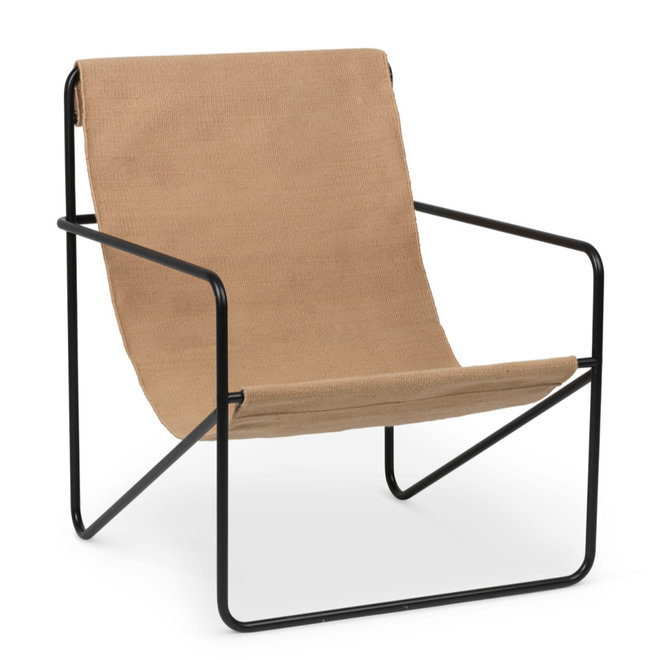 Lounge chair Desert black powder-coated steel and fabric seat Solid cashmere beige 63x66.2x77.5cm