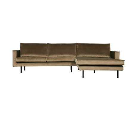 BePureHome Bank Rodeo chaise longue rechts taupe fluweel 300x86/155x85cm