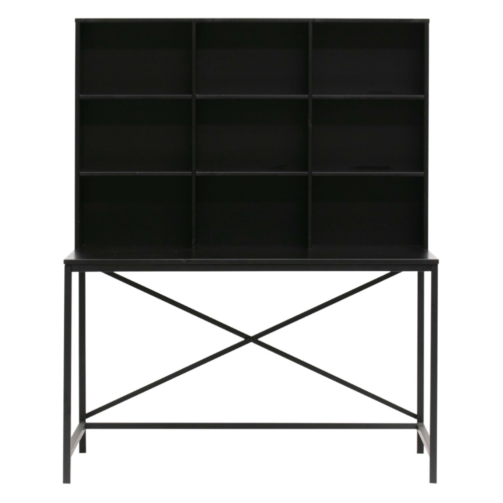 Lef Collections Bureau Avec Compartiment Elwin Bois Noir 125x70x157cm Wonen Met Lef