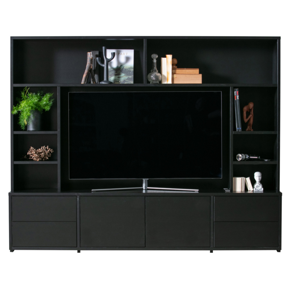 TV Wandmeubel Maxel zwart hout 215x44x171cm wonenmetlef.nl