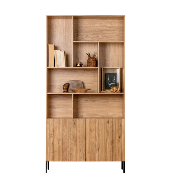 Woood Bibliotheque Gravure Pin Metal 200x100x37cm Wonen Met Lef