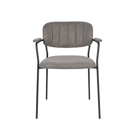 LEF collections Chaise de salle à manger Vinny avec accoudoir gris acier polyester noir 60.5x57x79cm