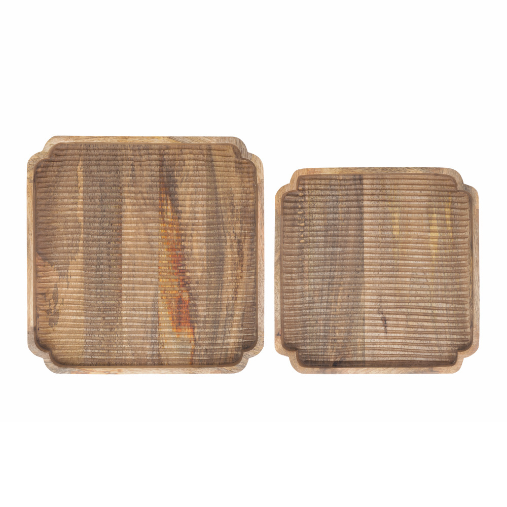 Zich voorstellen Bestaan Beschietingen Riverdale Dienblad Sam set van 2 naturel bruin hout 40x40x5cm - Wonen met  LEF!