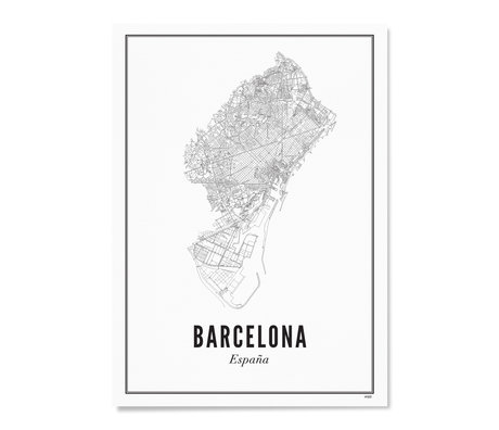 Wijck Poster Barcelona zwart wit papier 50x70cm