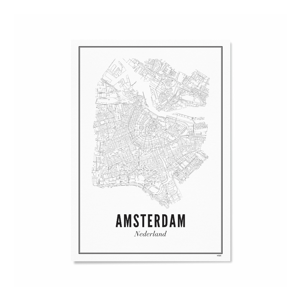 Me God vlam Poster Amsterdam zwart wit papier 21x30cm - wonenmetlef.nl