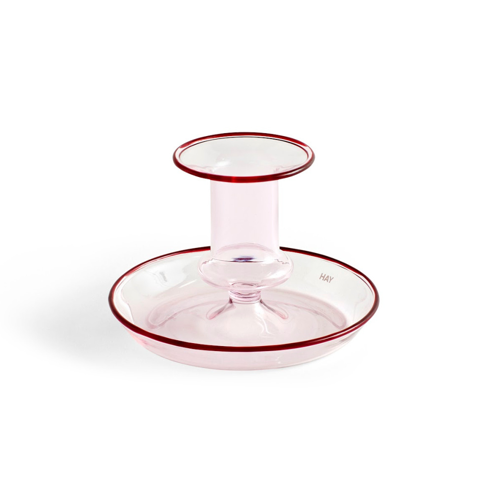 Papa smog Atlantische Oceaan HAY Kandelaar Flare roze glas ¯11x7,5cm - Wonen met LEF!